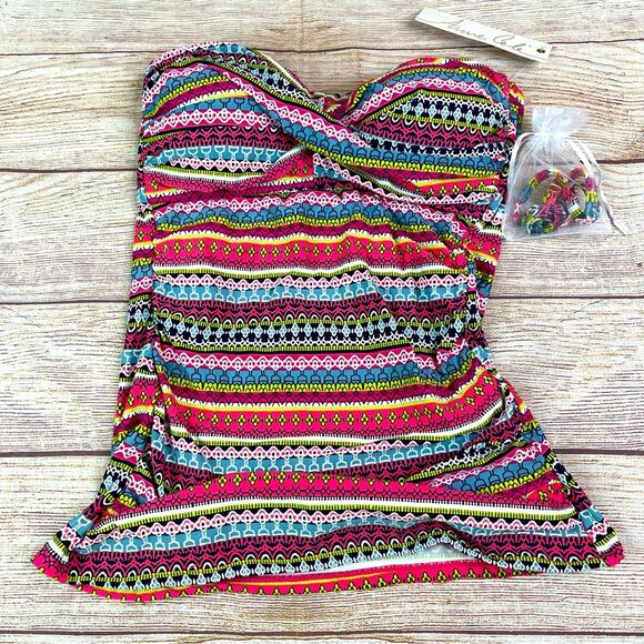 NWT Anne Cole Tankini Top - BRIGHT COLORS - Picture 2 of 10